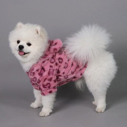 Leopard-Print Faux-Fur Pet Jacket for Dogs & Cats