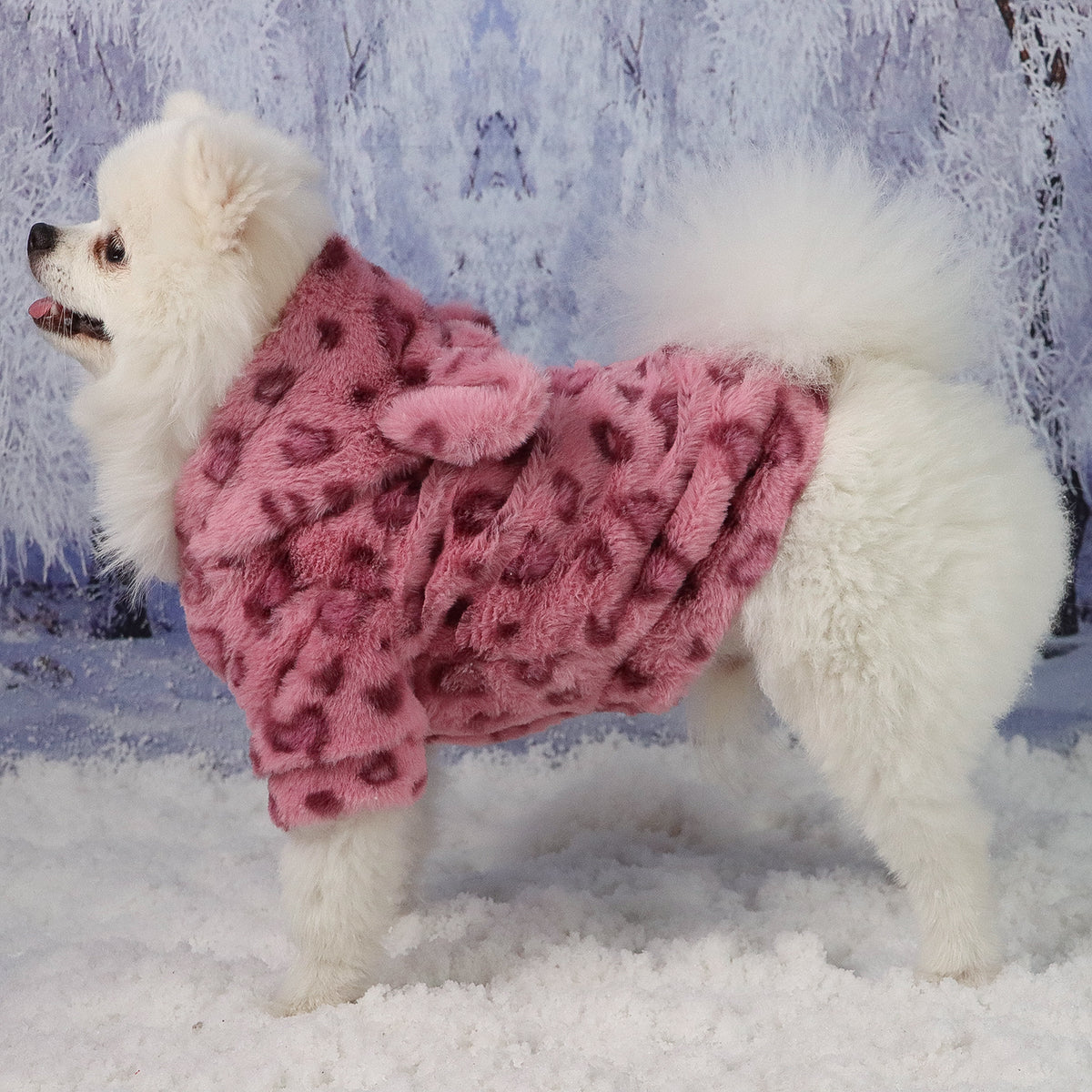 Leopard-Print Faux-Fur Pet Jacket for Dogs & Cats